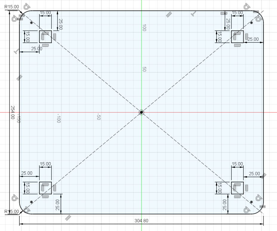Technical drawing of the mousepad layout and dimensions.