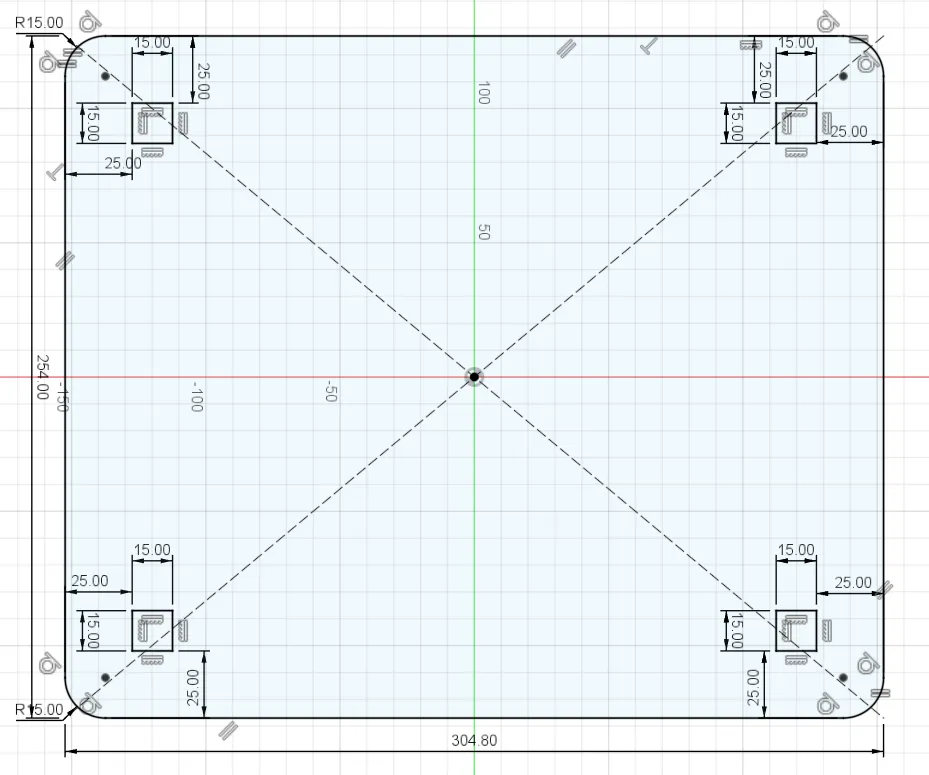 Technical drawing of the mousepad layout and dimensions.