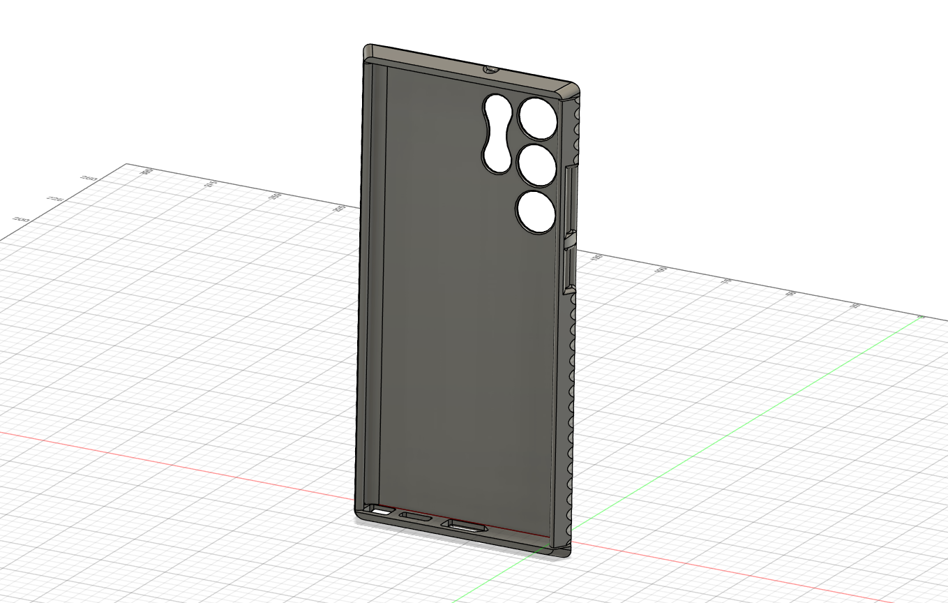 CAD drawing preview of the Galaxy S22 Ultra hard case.