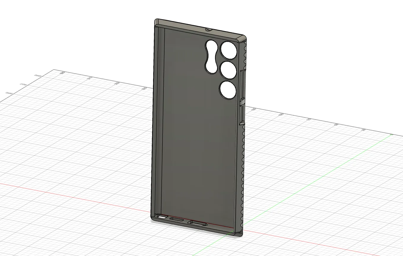 CAD drawing preview of the Galaxy S22 Ultra hard case.